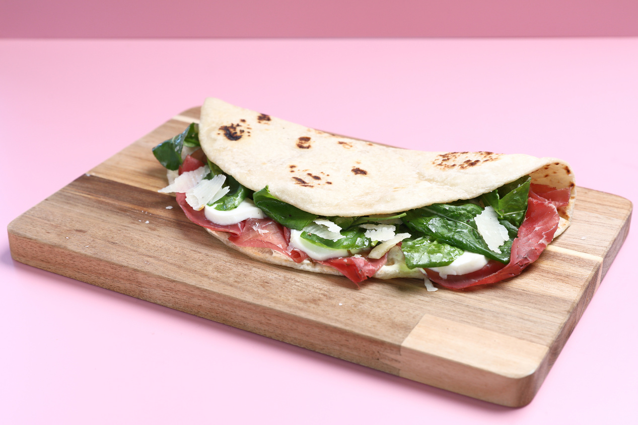 Italian Cuisine , Piadina with Italian Ham and Cheese